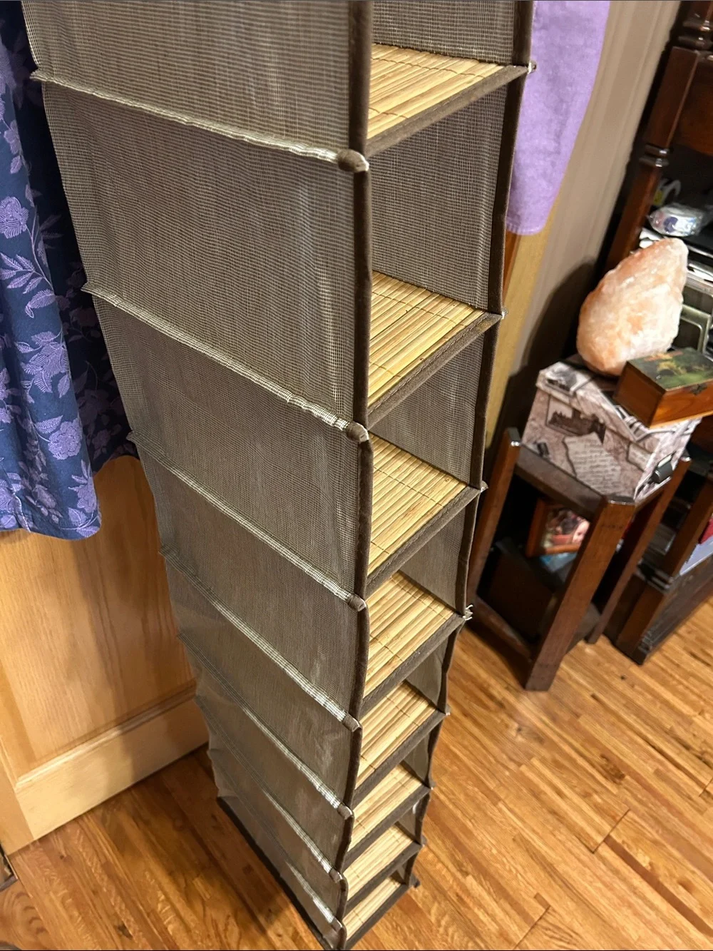 Hanging Closet Organizer - Gray Fabric 10-Shelf Storage